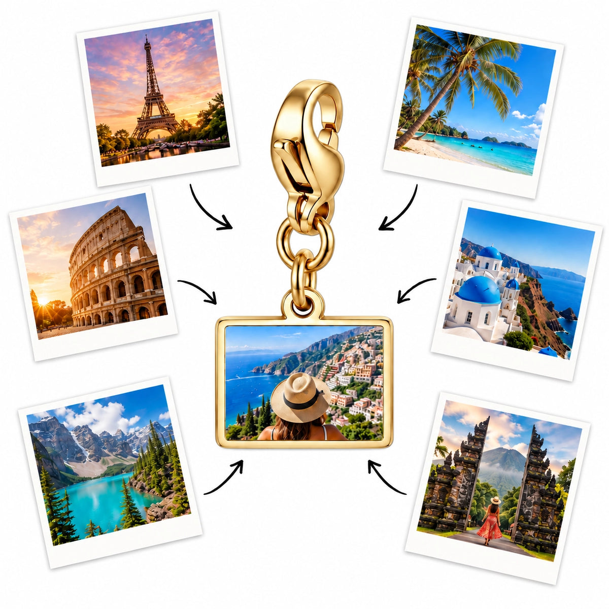 Charm Memórias de Viagem Gold - Personalizado